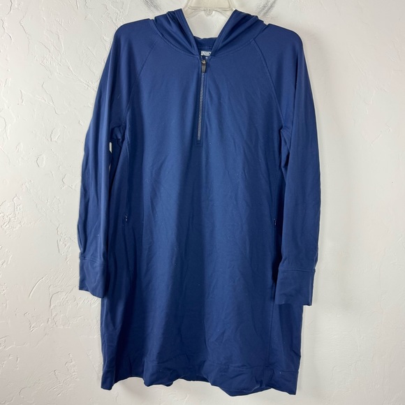 Duluth Trading Dress Hoodie Sweatshirt Hot Noga Solid Navy Blue Fleece Zip Front - Picture 1 of 9